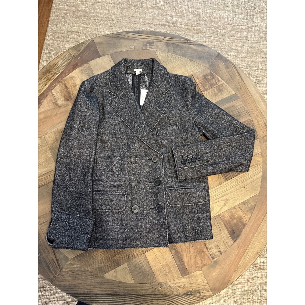 NWT J Crew Grey Marled Thandie Double Breasted Blazer Jacket  Size 2 Wool blend